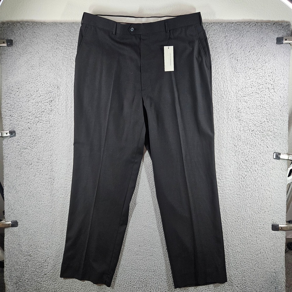 Louis Raphael Tailored Mens‎ Black Dress Pants Flat Front Trousers 40x32 NWT NEW
